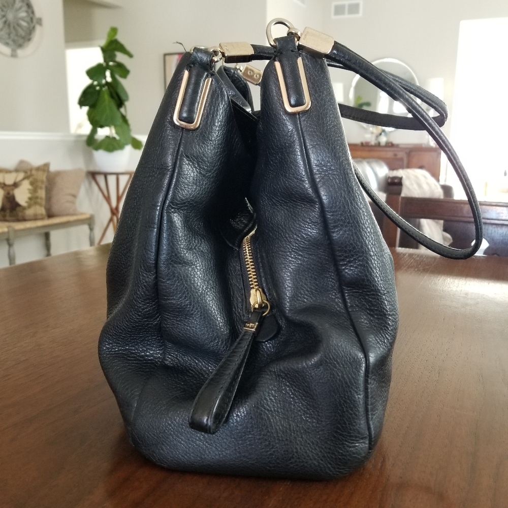 COACH Madison Phoebe 26224 Black Pebbled Leather Handbag Purse - Picture 7 of 16